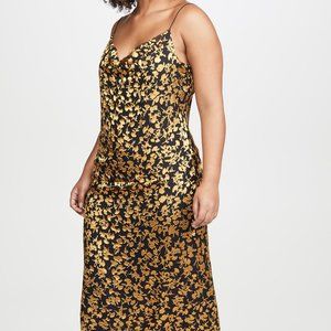 Club Monaco Women's Jacquard Silk-blend Slip Metallic Dress Small /4